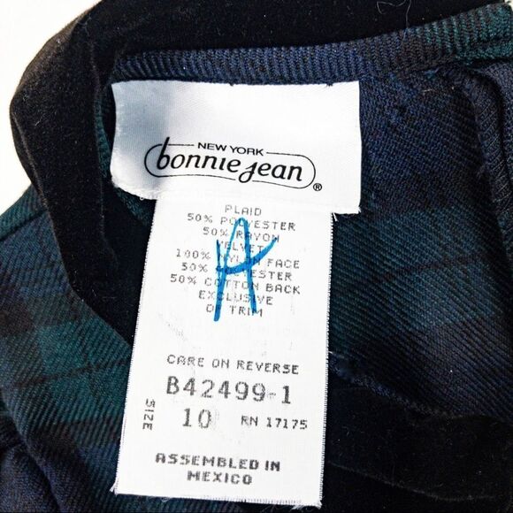 Vintage Bonnie Jean New York Green Plaid Formal Party Dress Sz 10 (Girls) - Picture 7 of 8